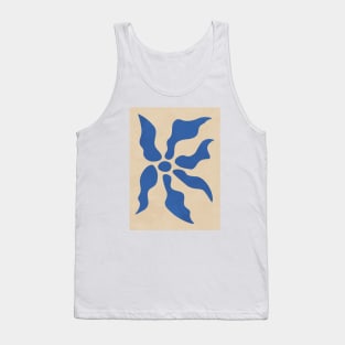 Minimal Contemporary Botanical Floral - Blue Tank Top